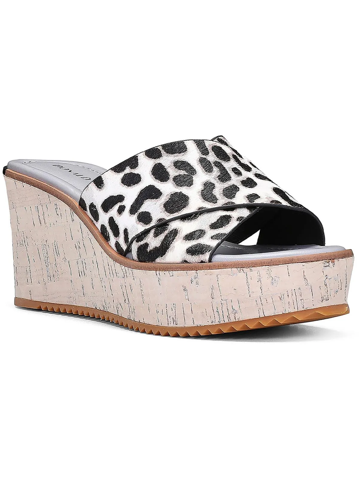Ideal Womens Calf Hair Criss-Cross Wedge Sandals