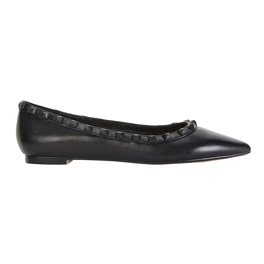 Iggy Flat in Black Leather