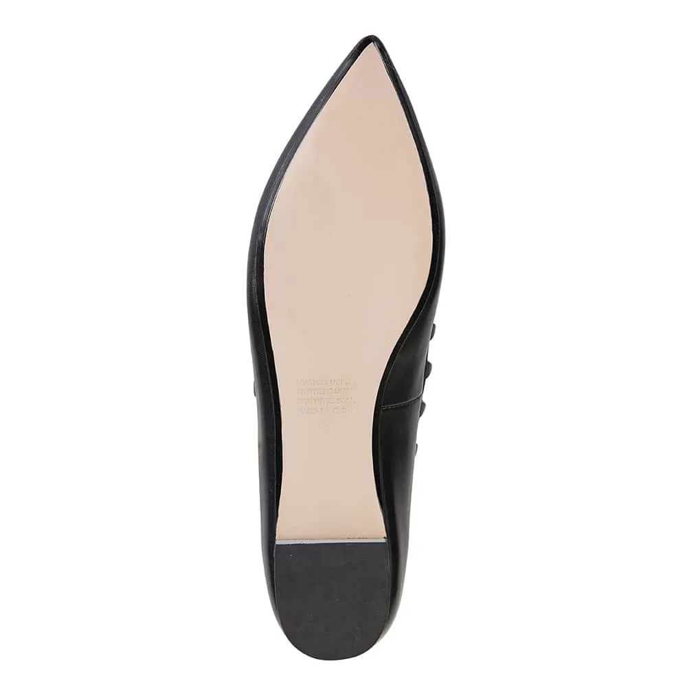 Iggy Flat in Black Leather