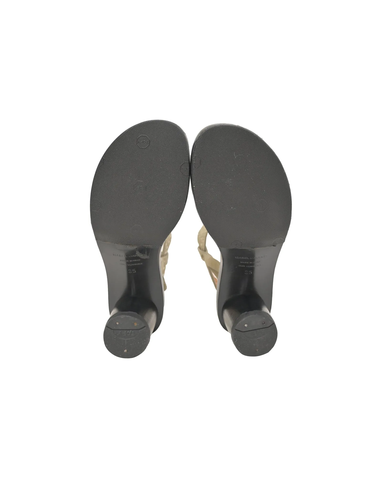 Isabel Marant Studded Ankle Strap Sandals in Beige Suede