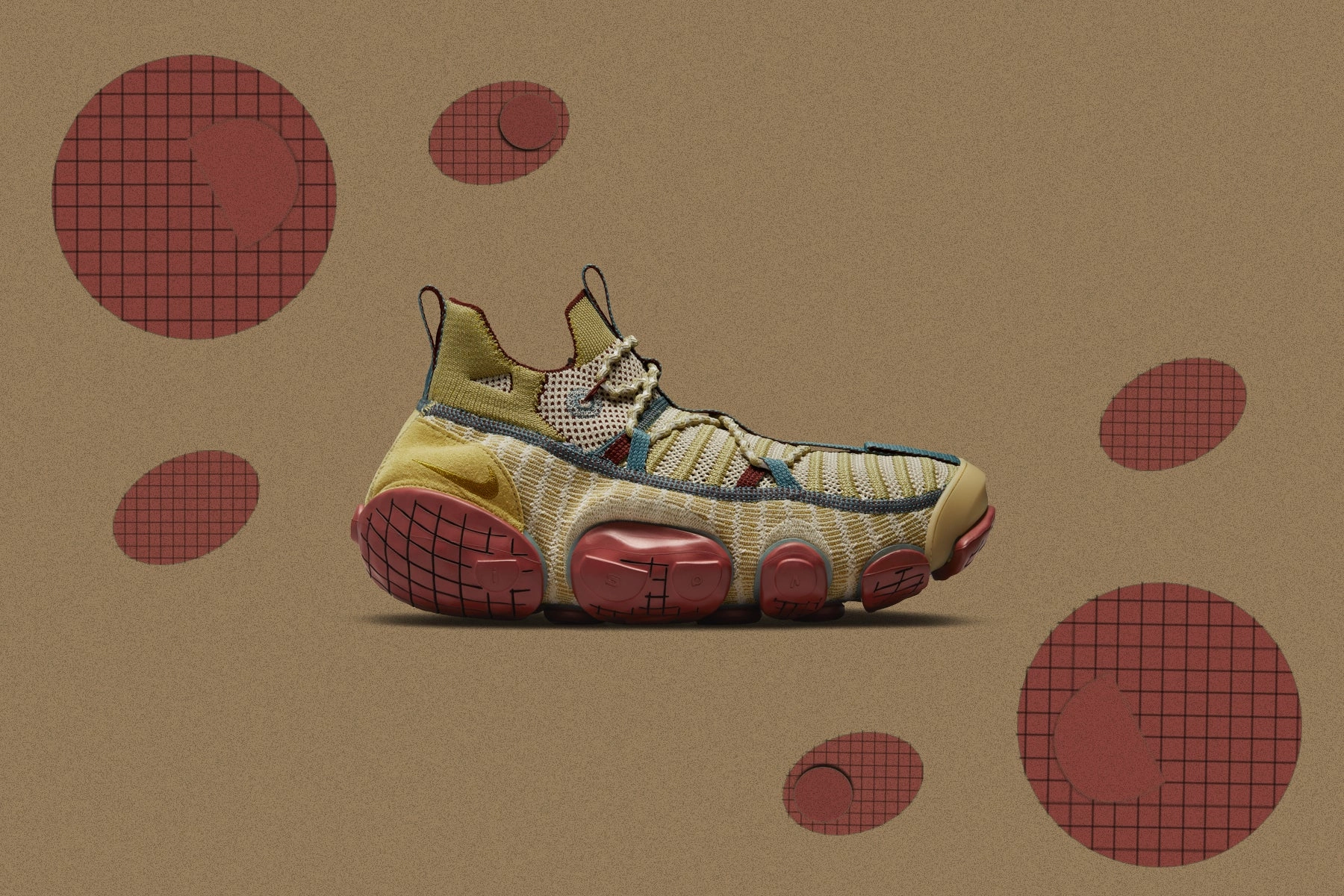 iSPA Link - Barley/Desert Moss/Redstone Nike trainers with responsive foam