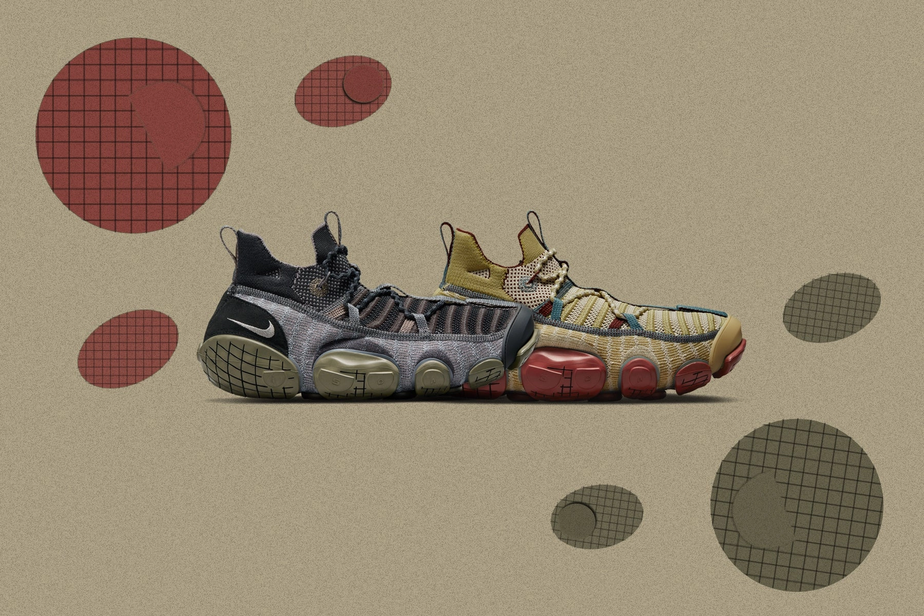 iSPA Link - Barley/Desert Moss/Redstone Nike trainers with responsive foam