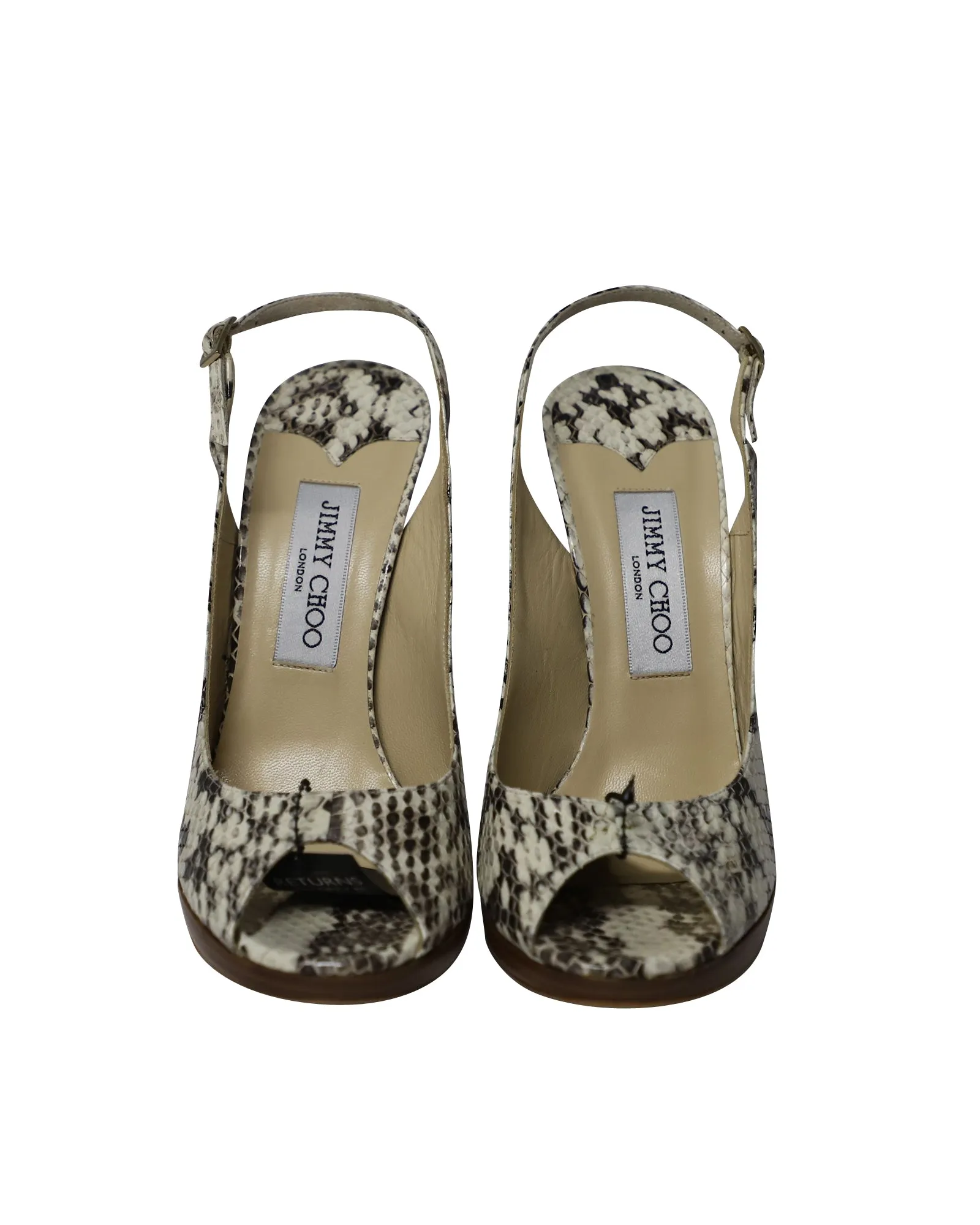Jimmy Choo Peep-toe Slingback Heels in Phytonskin Leathe