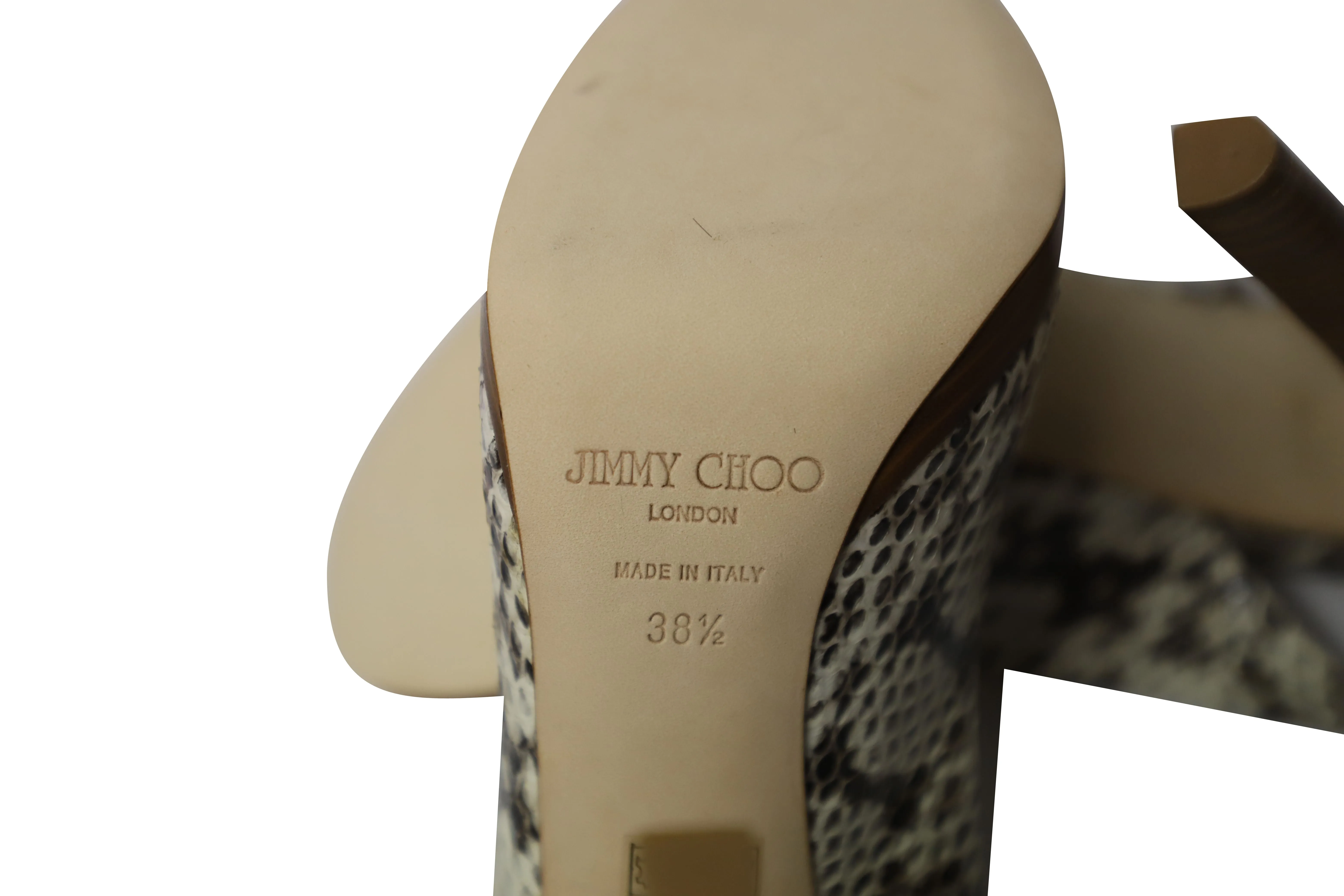 Jimmy Choo Peep-toe Slingback Heels in Phytonskin Leathe