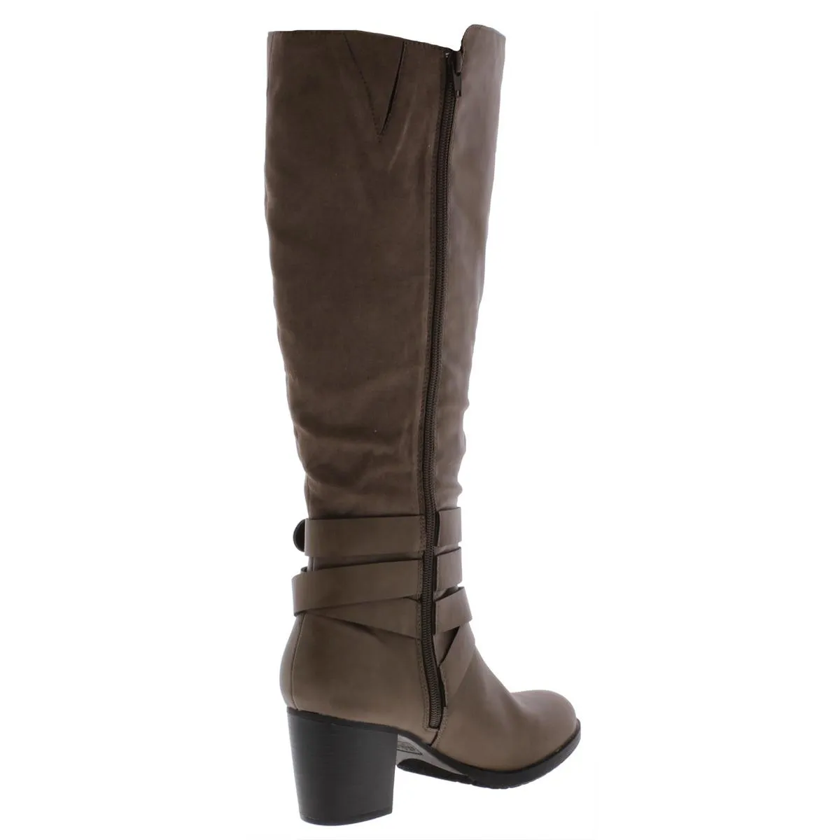 Jomaris Womens Mixed Media Block Heel Boot