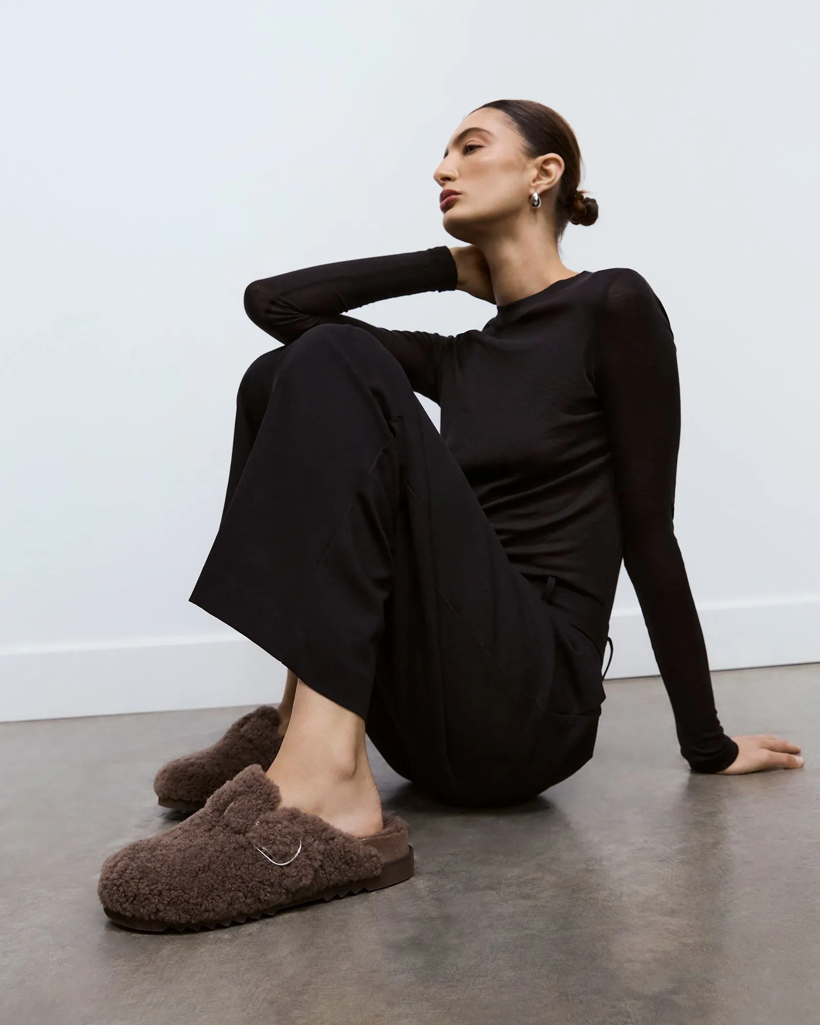 JUNIE CASUAL FLATS TAUPE SHEARLING