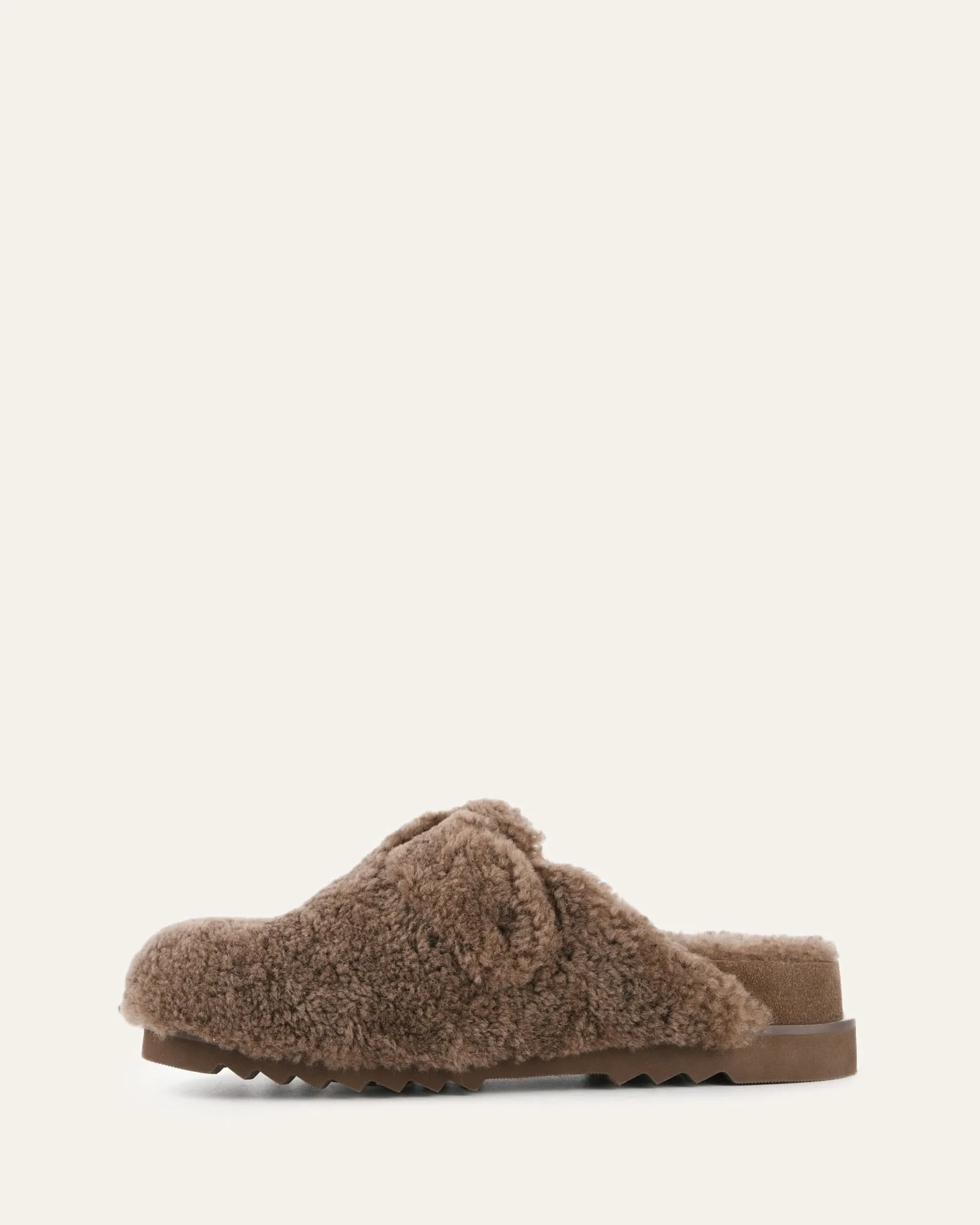 JUNIE CASUAL FLATS TAUPE SHEARLING