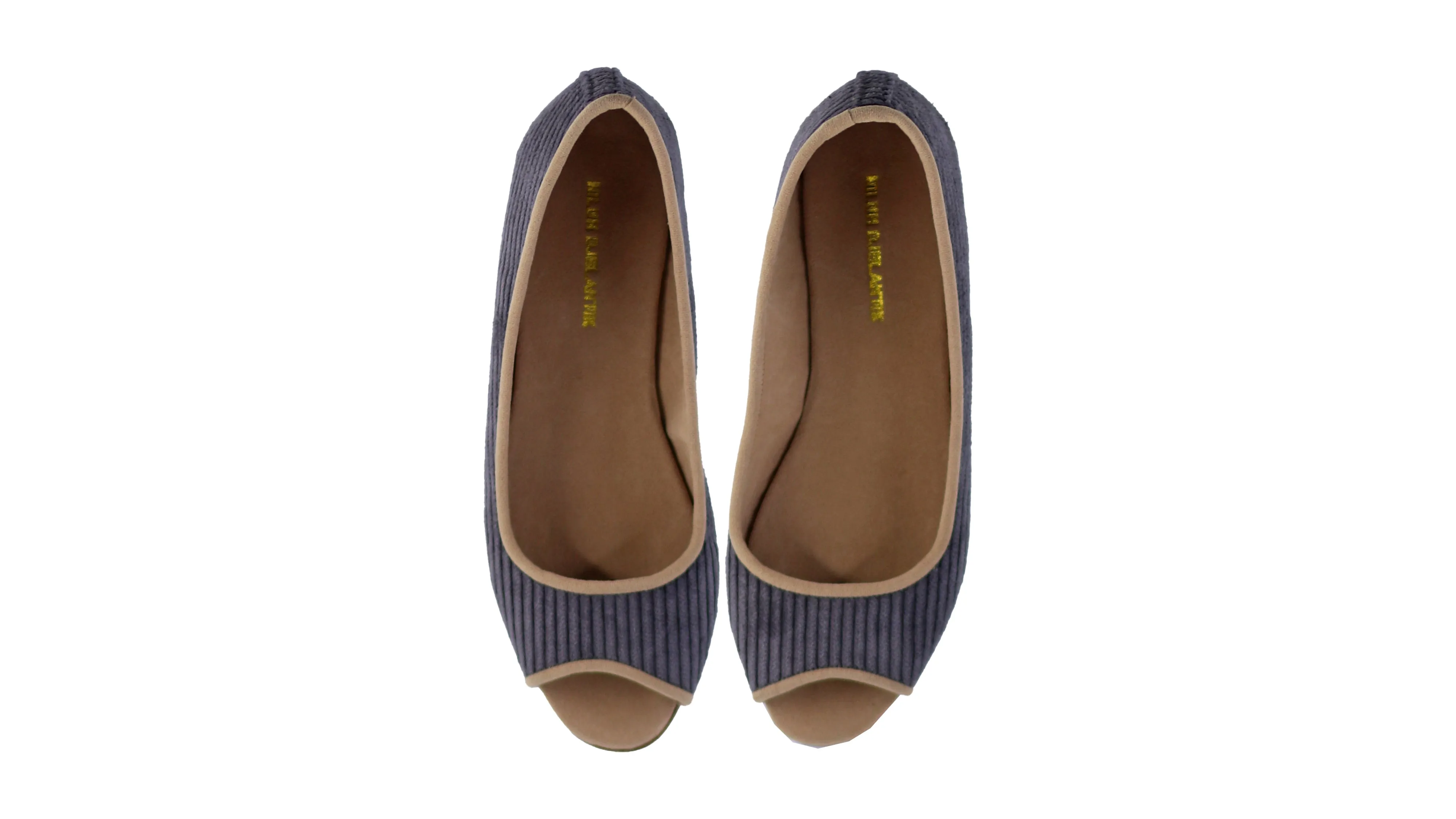 Kate Peeptoe 20mm Ballet - Charcoal Corduroy