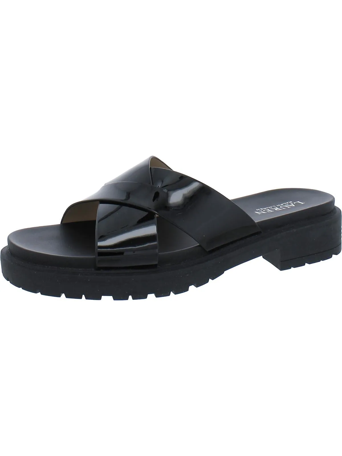 Kelsie Womens Criss-Cross Front Lugged Sole Slide Sandals