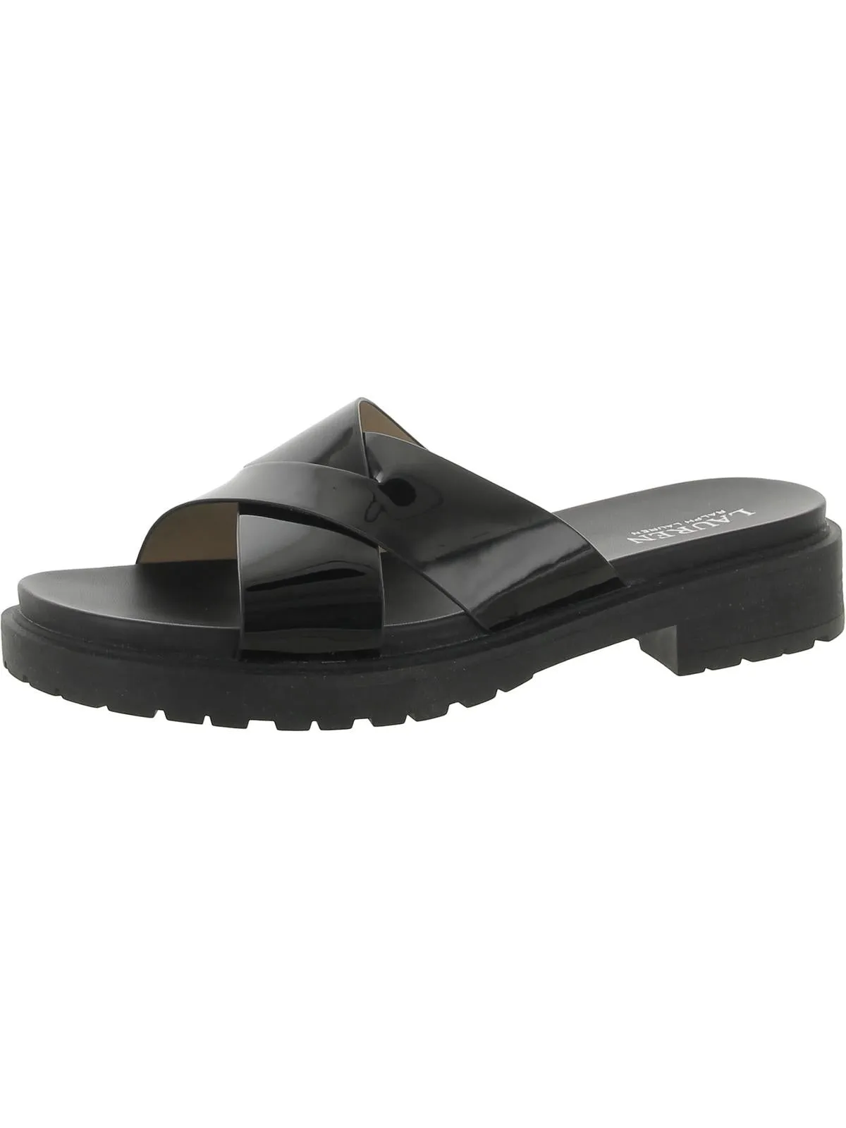 Kelsie Womens Criss-Cross Front Lugged Sole Slide Sandals