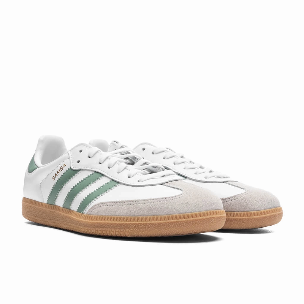 Kids Samba OG - Cloud White/Silver Green/Gum Adidas Classic Street Sneakers