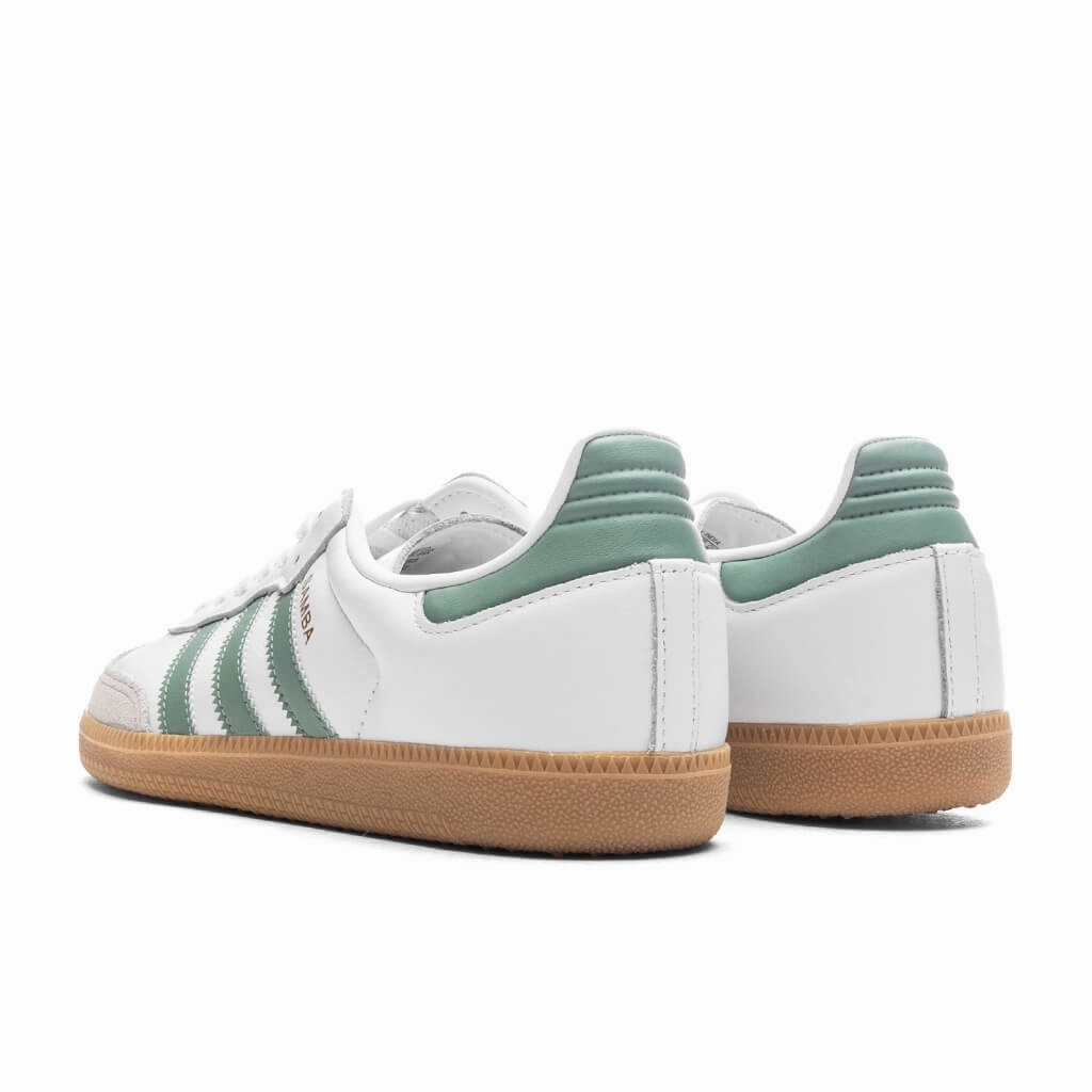 Kids Samba OG - Cloud White/Silver Green/Gum Adidas Classic Street Sneakers