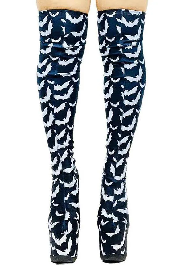 Labyrinth Bat [Black/White] | PLATFORM BOOTS**