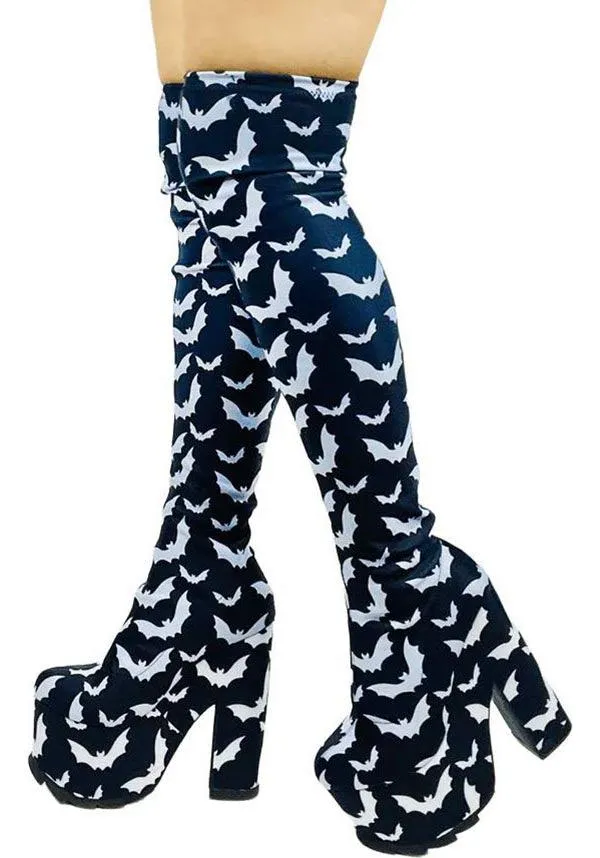 Labyrinth Bat [Black/White] | PLATFORM BOOTS**