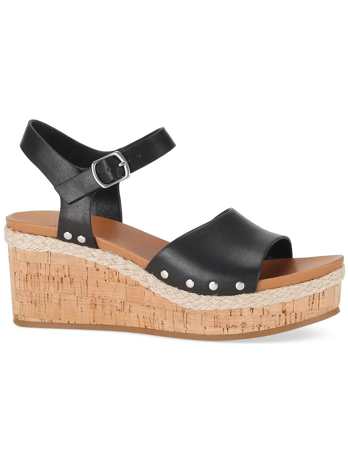 Laceyy Womens Faux Leather Ankle Strap Wedge Sandals