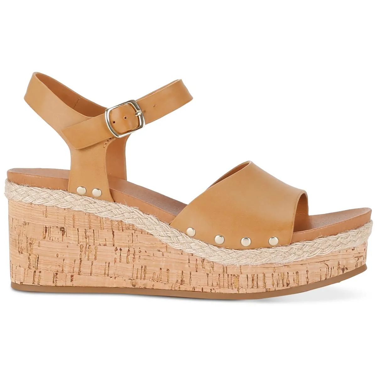 Laceyy Womens Faux Leather Ankle Strap Wedge Sandals