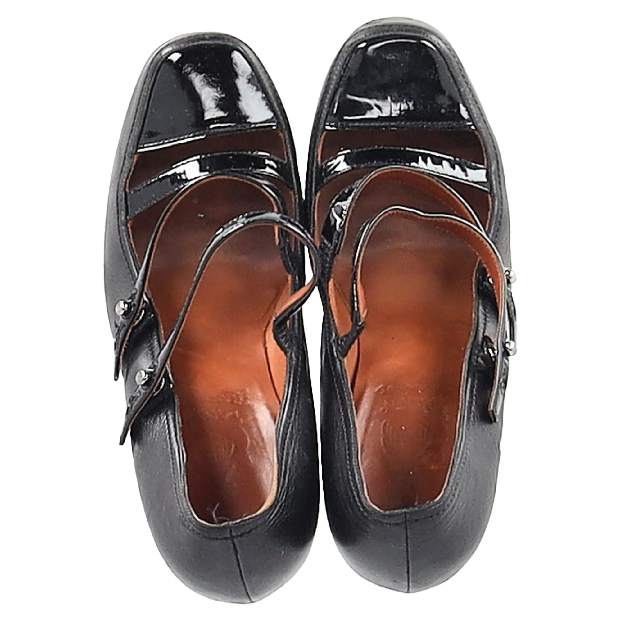 Lanvin 2009 Lanvin Paris Escarpin Strap Pumps in Black Leather