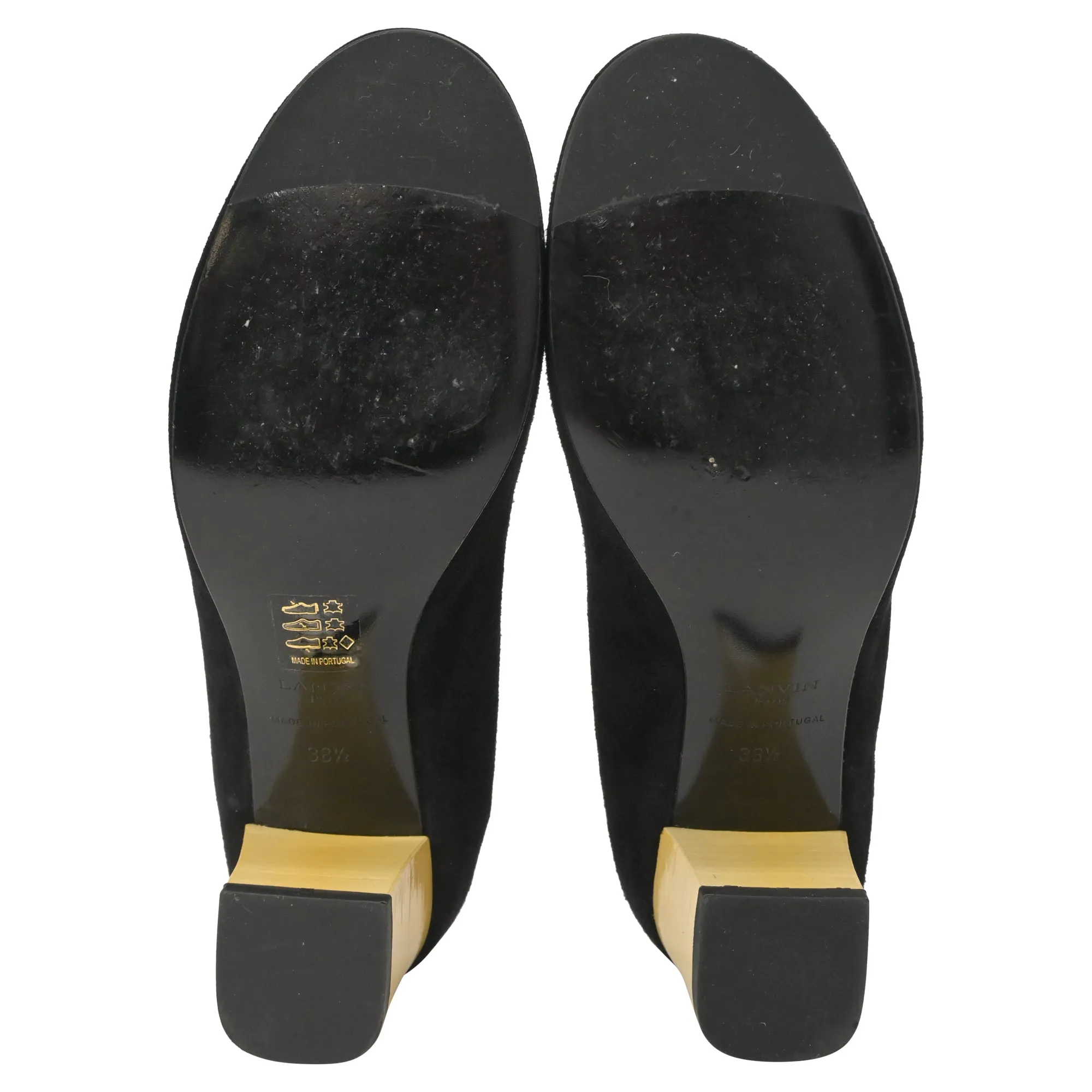 Lanvin Cube-Heel Pumps in Black Suede