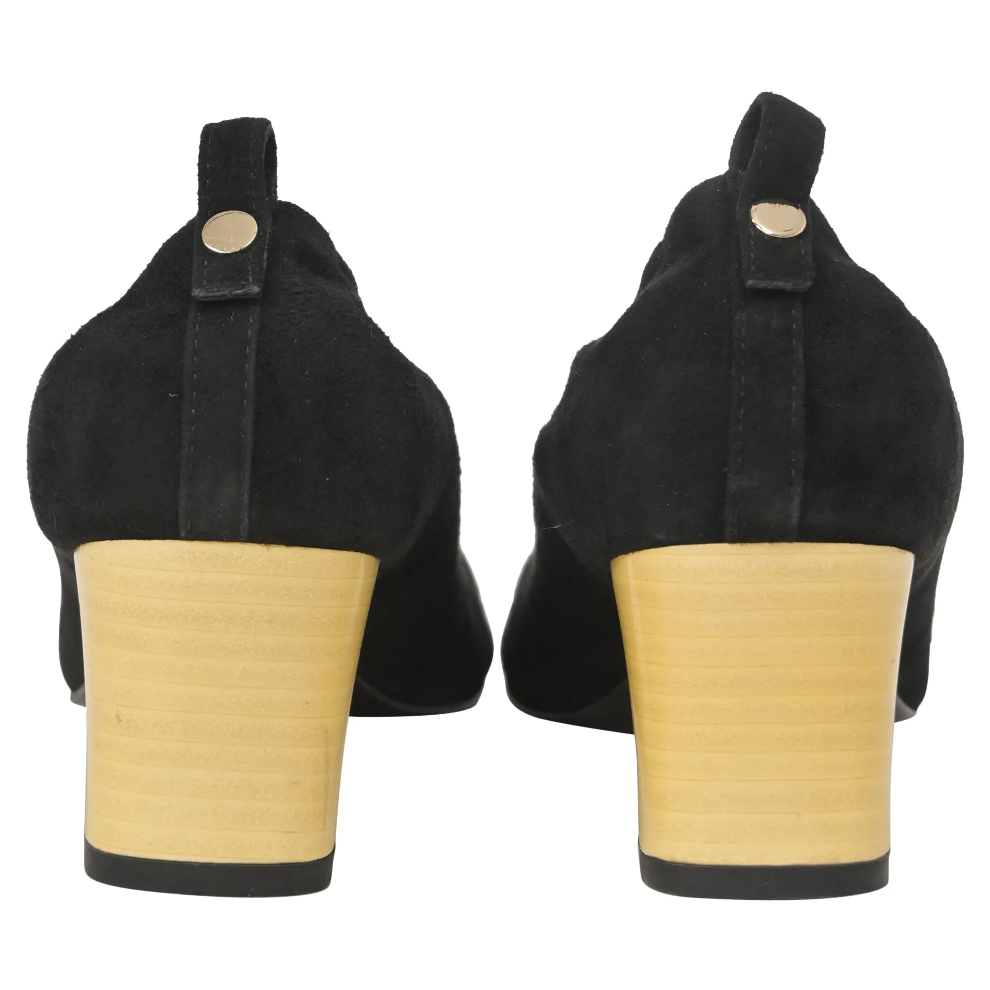 Lanvin Cube-Heel Pumps in Black Suede