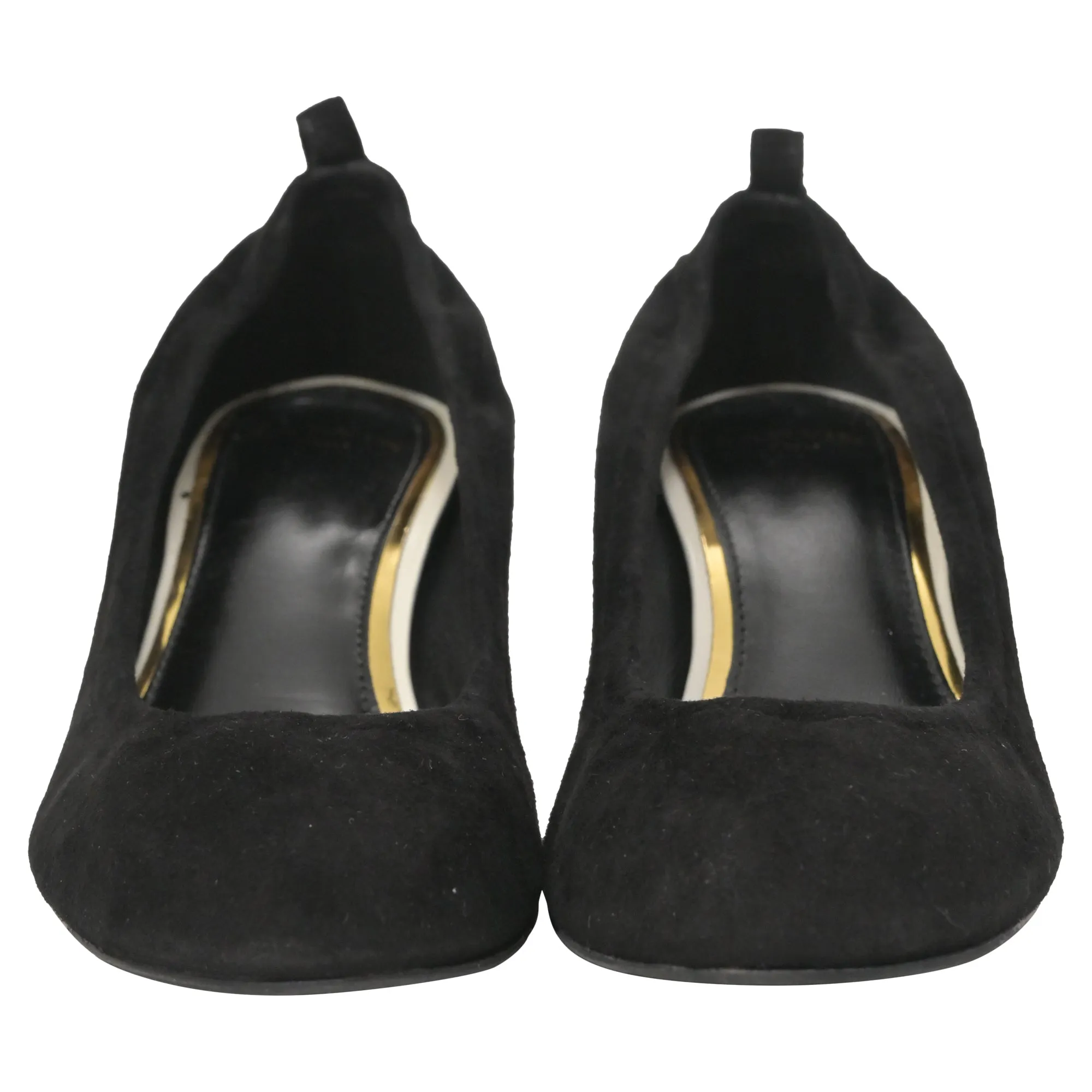 Lanvin Cube-Heel Pumps in Black Suede