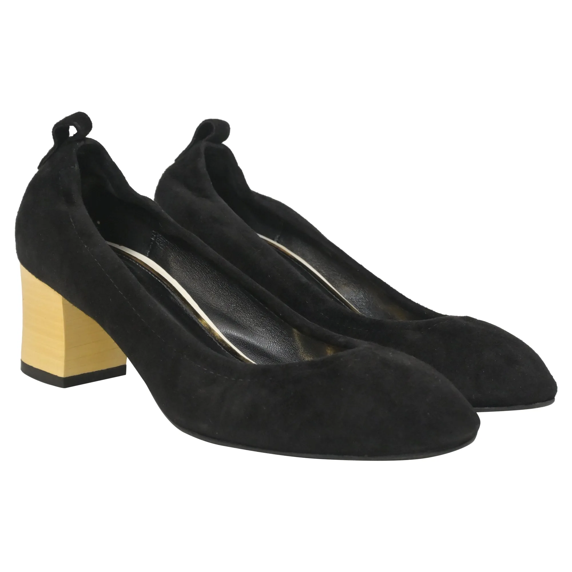Lanvin Cube-Heel Pumps in Black Suede