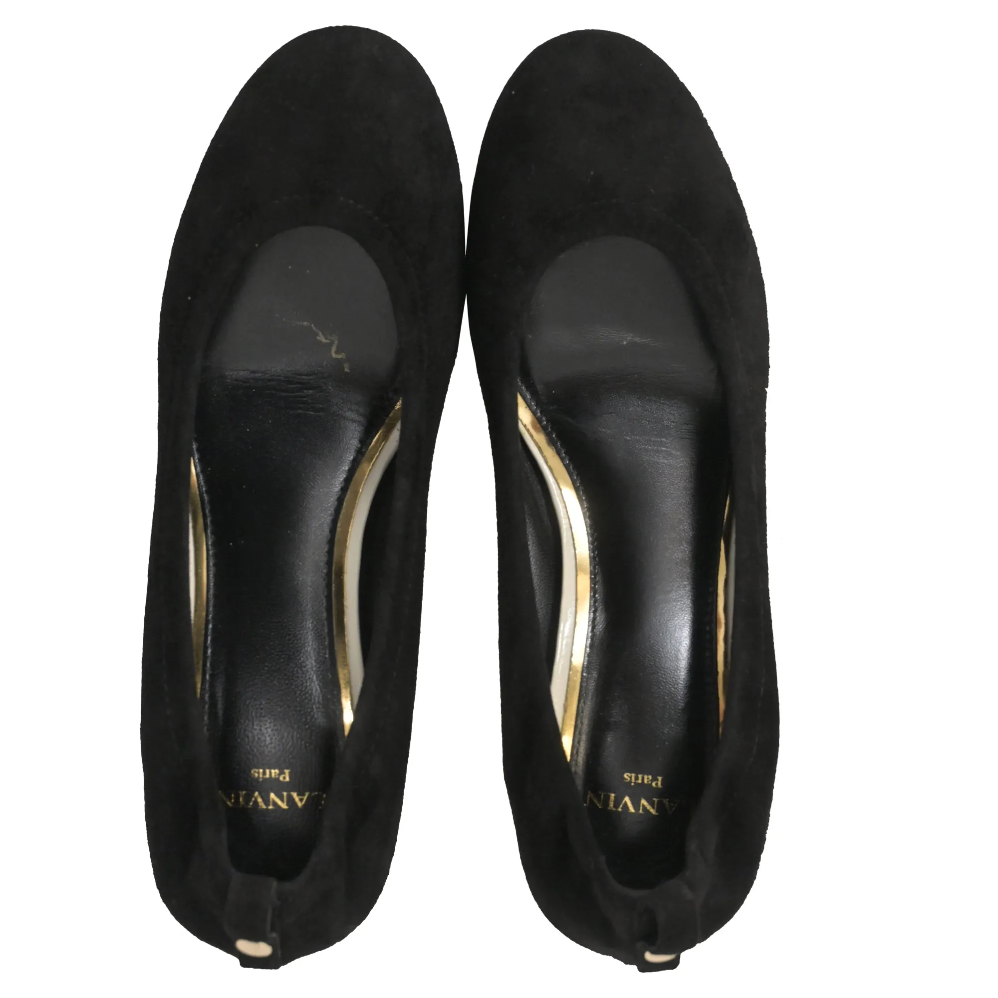 Lanvin Cube-Heel Pumps in Black Suede