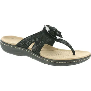 Laurieann Gema Womens Cushioned Footbed Faux Leather Thong Sandals