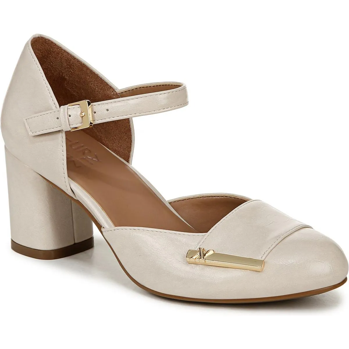 Lavish Womens Buckle Faux Leather Ankle Strap