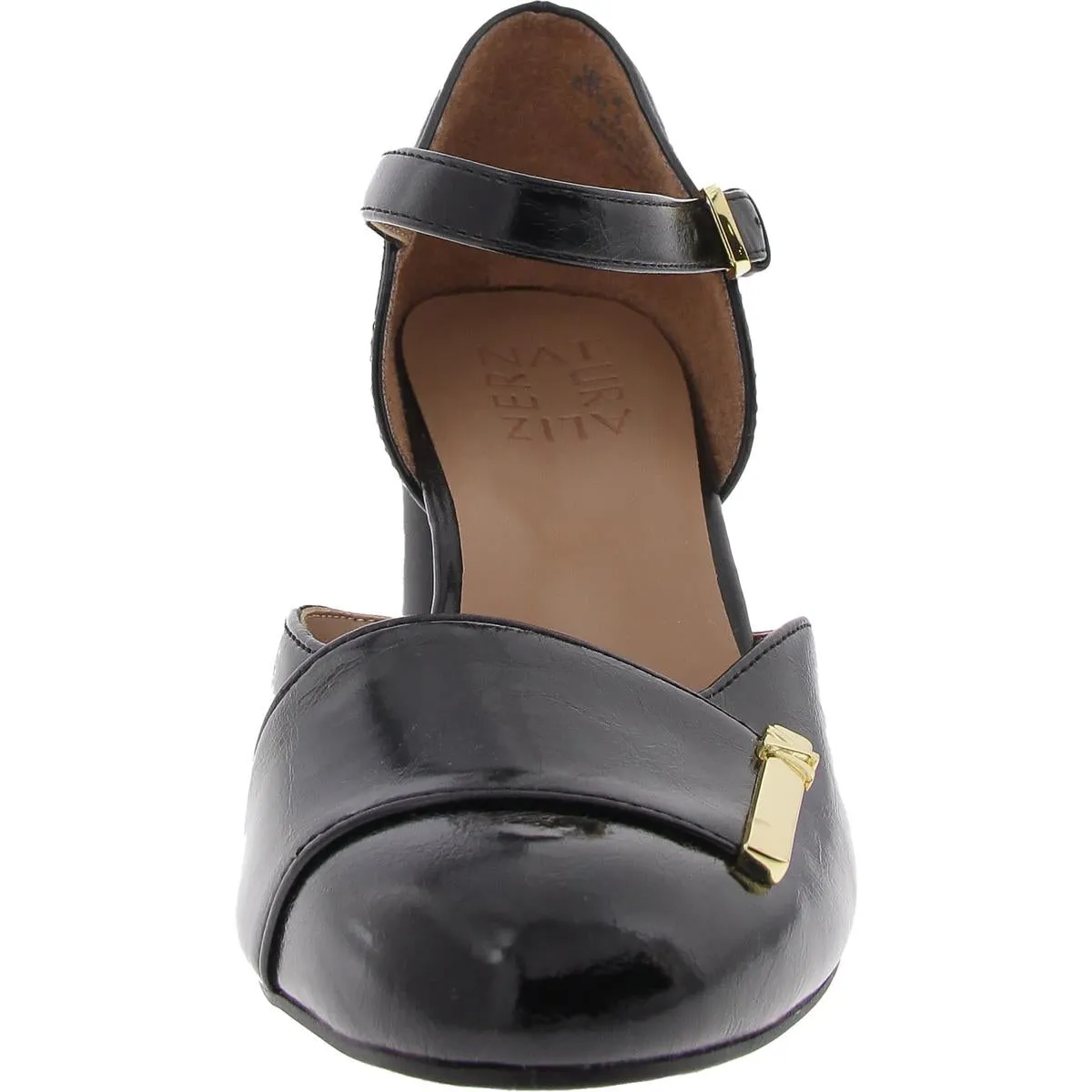 Lavish Womens Buckle Faux Leather Ankle Strap