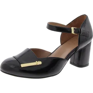 Lavish Womens Buckle Faux Leather Ankle Strap