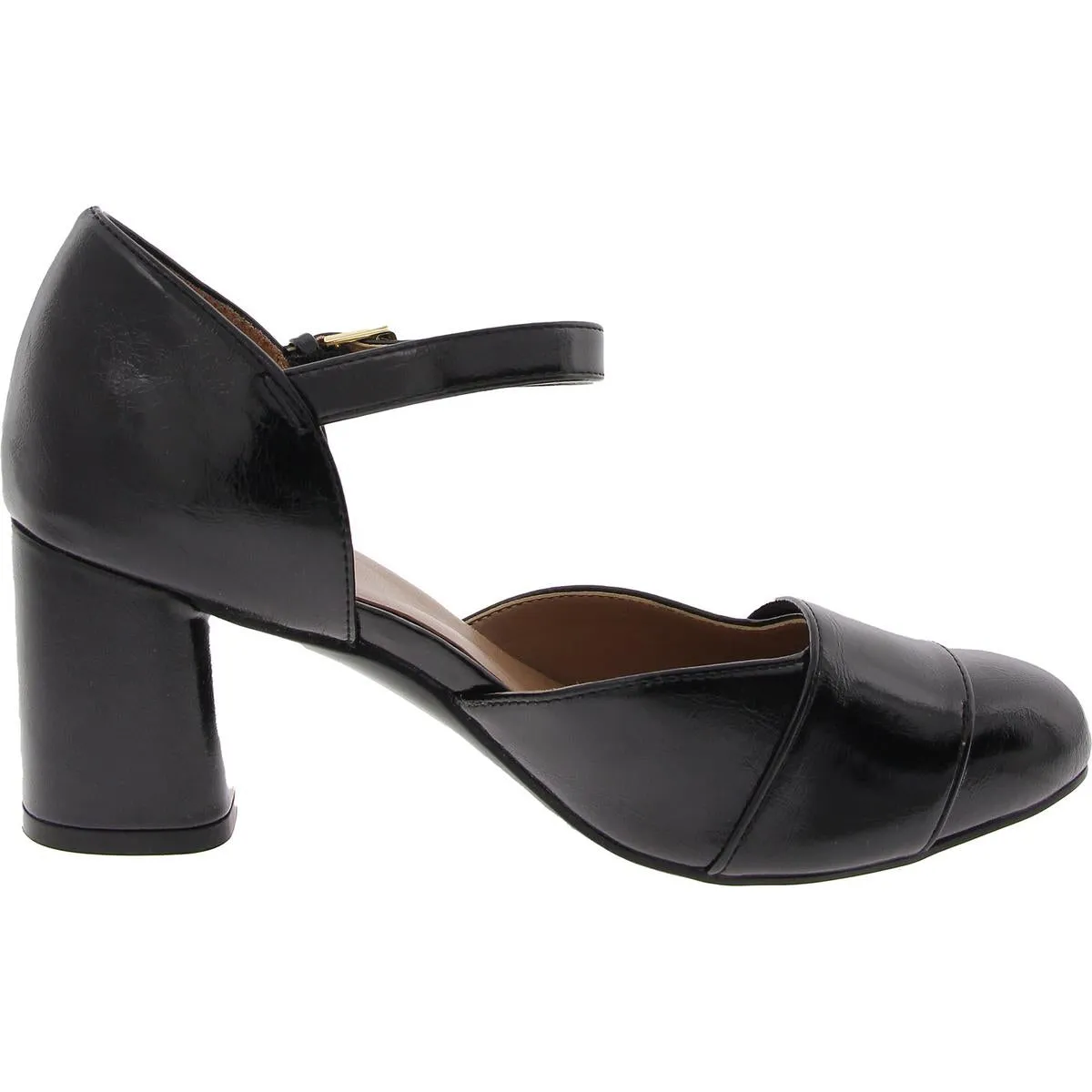 Lavish Womens Buckle Faux Leather Ankle Strap