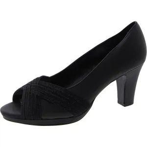 Lavish Womens Satin Peep Toe Heels