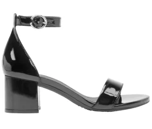 Leather Ankle Strap Dress Sandals In Black