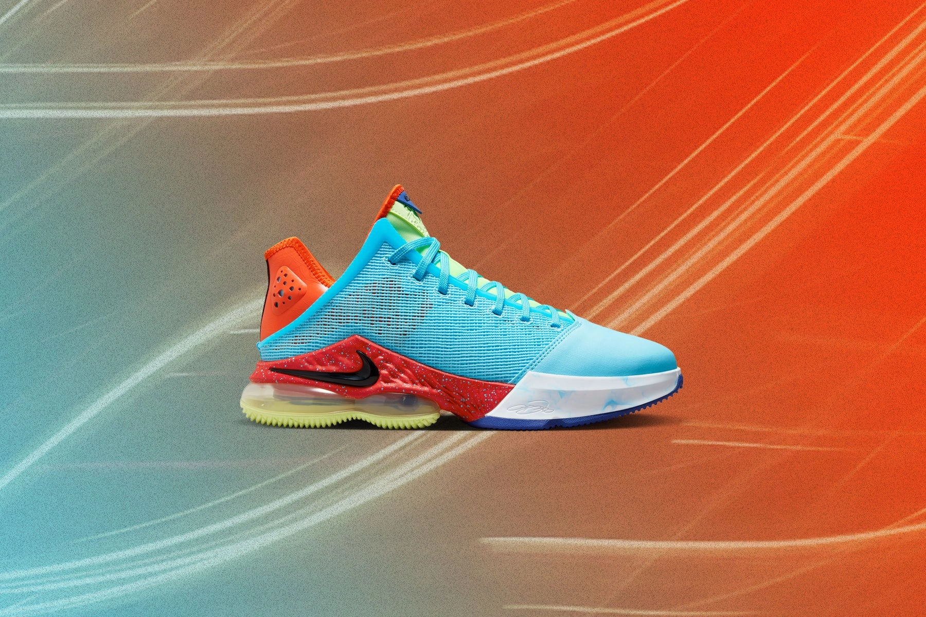 Lebron 19 Low 'Blue Chill' - Blue Chill/Black/Light Crimson Nike Bold Logo Sneakers