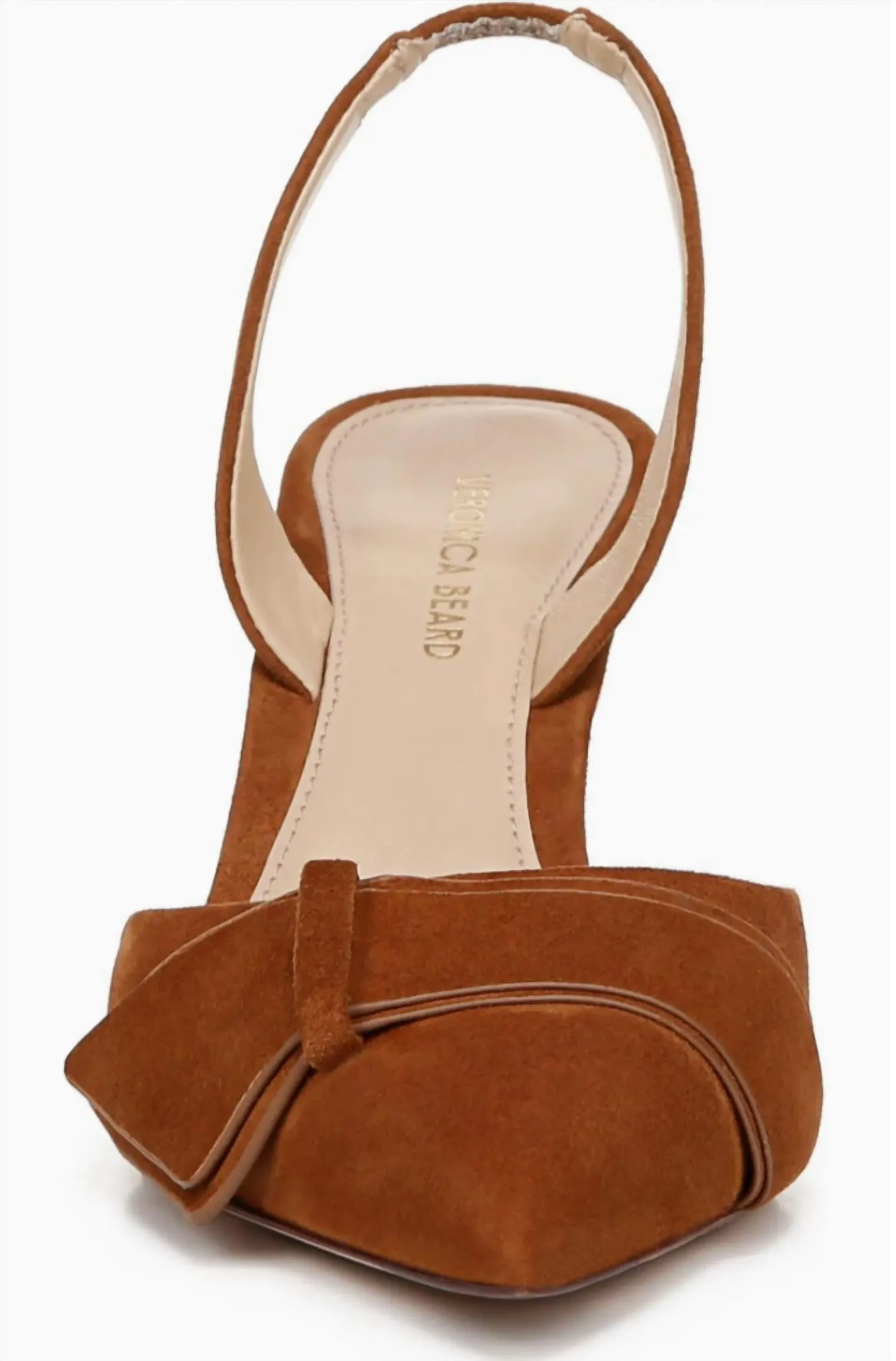Lisbeth Slingback Pointed Toe Pump In Caramel Suede