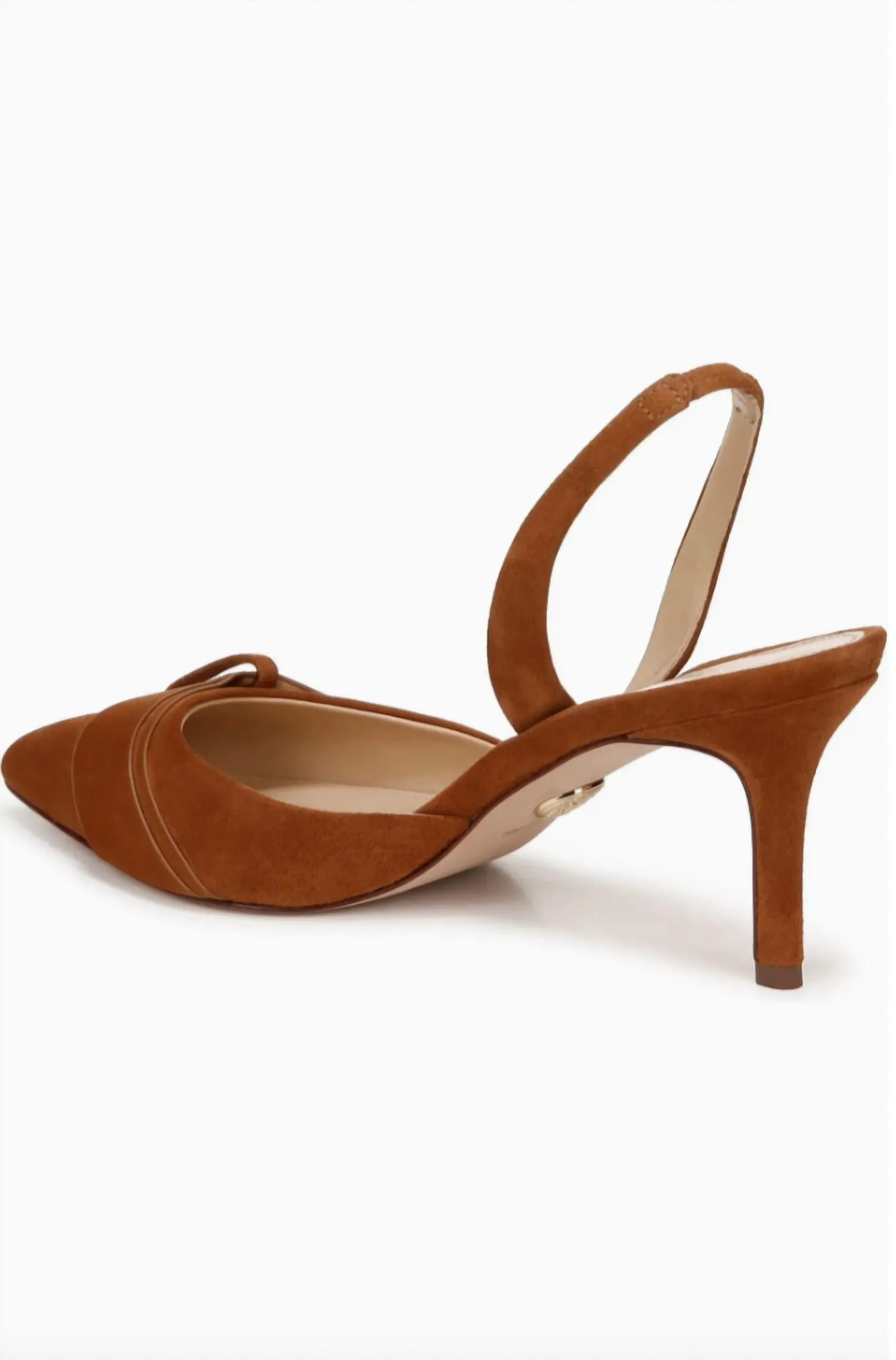 Lisbeth Slingback Pointed Toe Pump In Caramel Suede