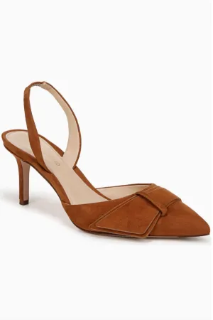 Lisbeth Slingback Pointed Toe Pump In Caramel Suede