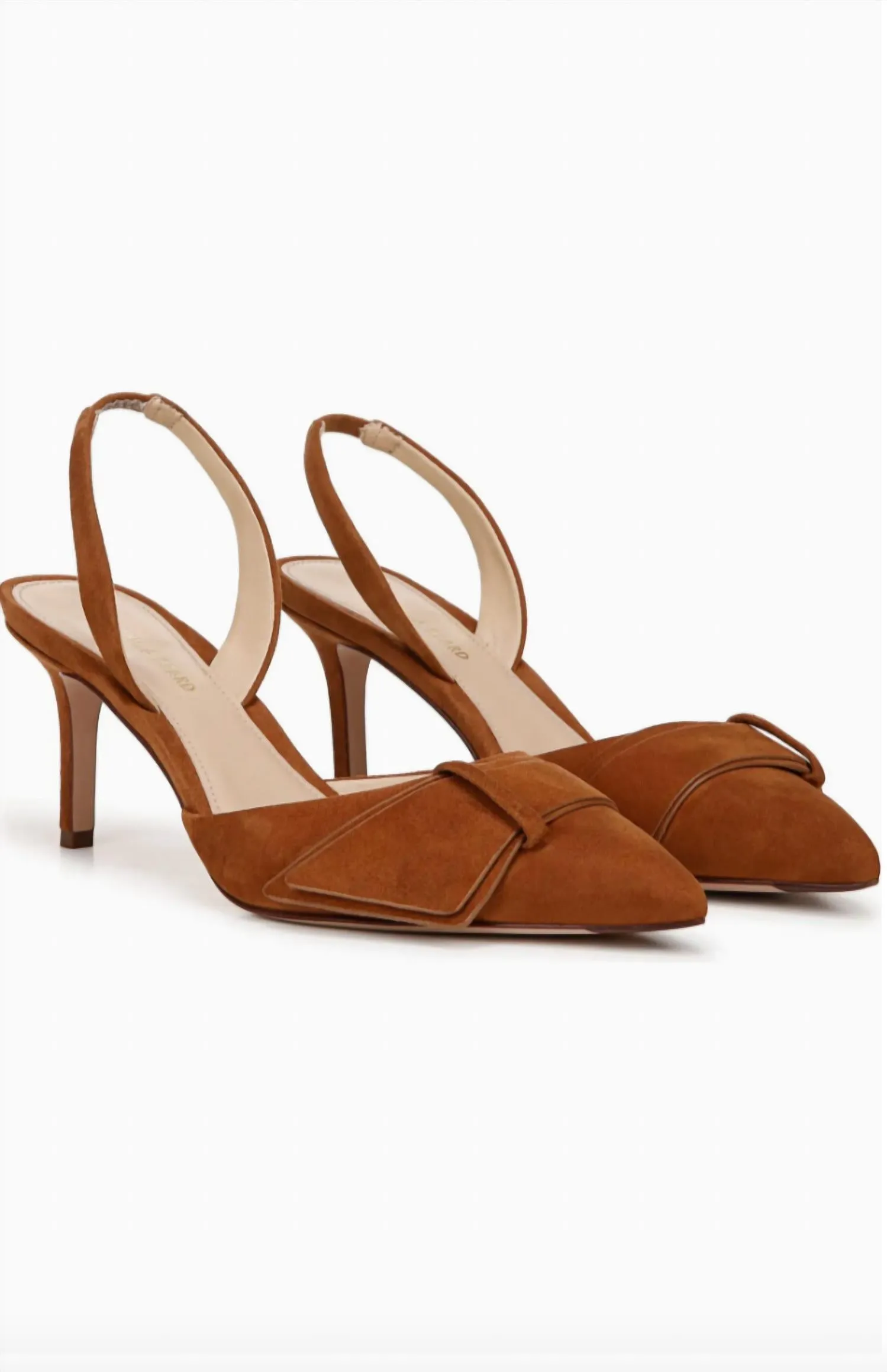 Lisbeth Slingback Pointed Toe Pump In Caramel Suede