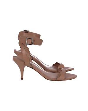 Loeffler Randall Reina Kitten Heel Sandals in Beige Leather