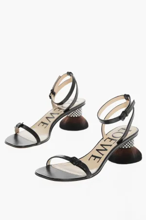 Loewe Leather Petal Brush Sandals With Design Heel 6Cm