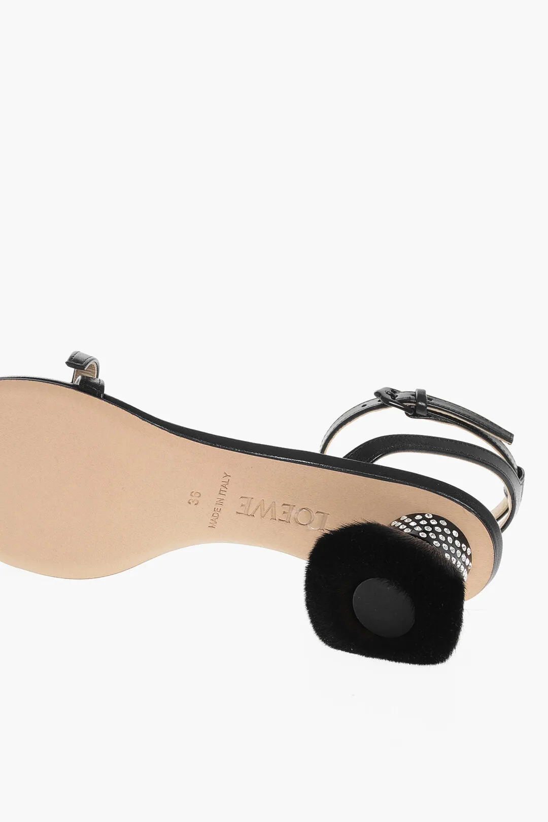 Loewe Leather Petal Brush Sandals With Design Heel 6Cm