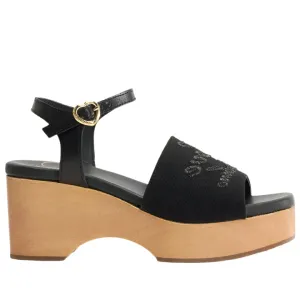 LOVE MOSCHINO BLACK WOOD CLOGS