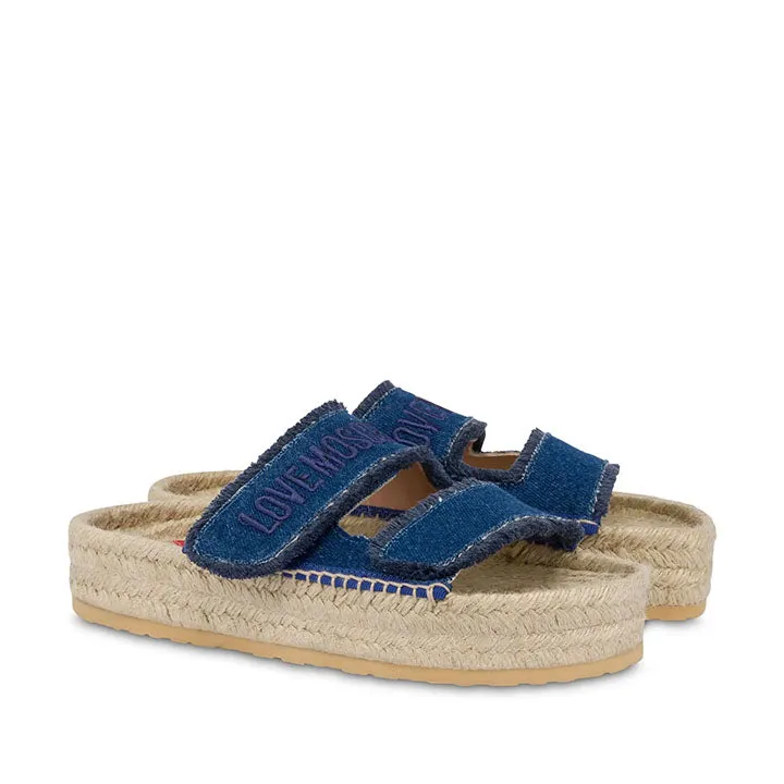 LOVE MOSCHINO ROPE DENIM SANDALS