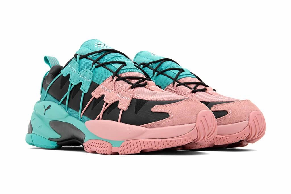 LQD Cell Omega Manga Cult - Bridal Rose-Blue Turquoise Puma Stripe Logo Trainers