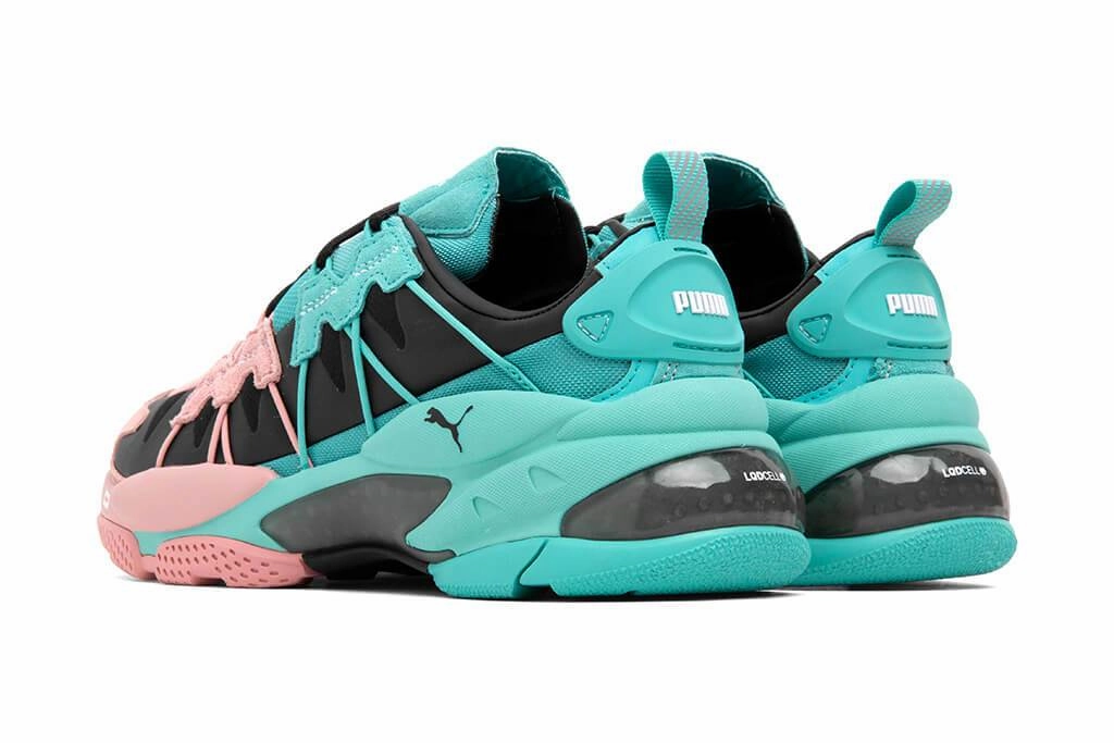 LQD Cell Omega Manga Cult - Bridal Rose-Blue Turquoise Puma Stripe Logo Trainers