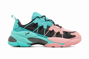LQD Cell Omega Manga Cult - Bridal Rose-Blue Turquoise Puma trainers with bold stripe logo