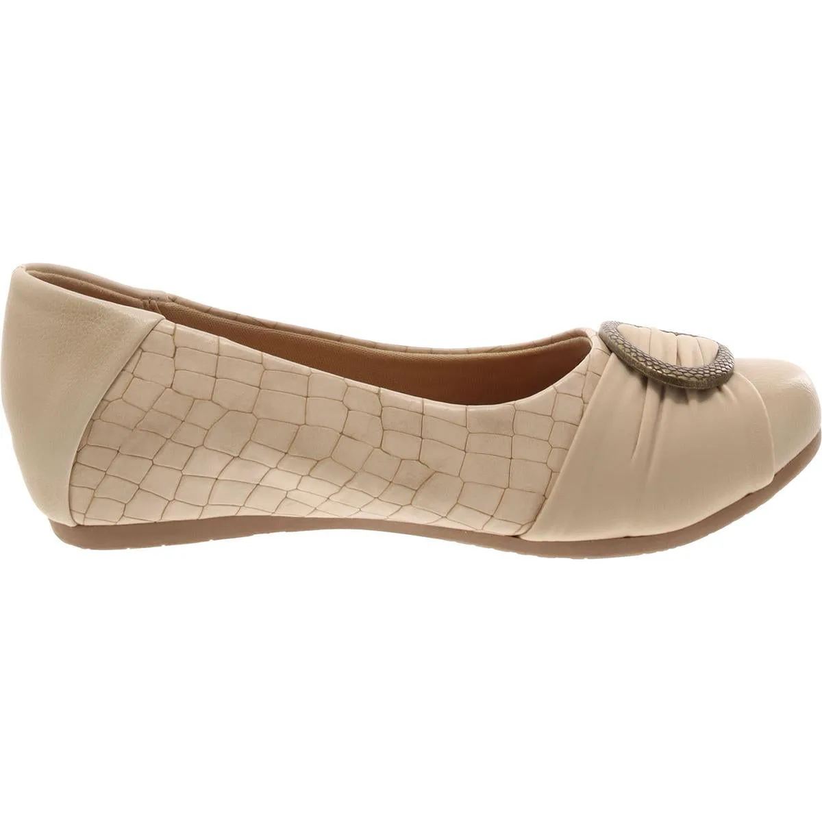 Mabely Womens Faux Leather Embellished Ballet Flats