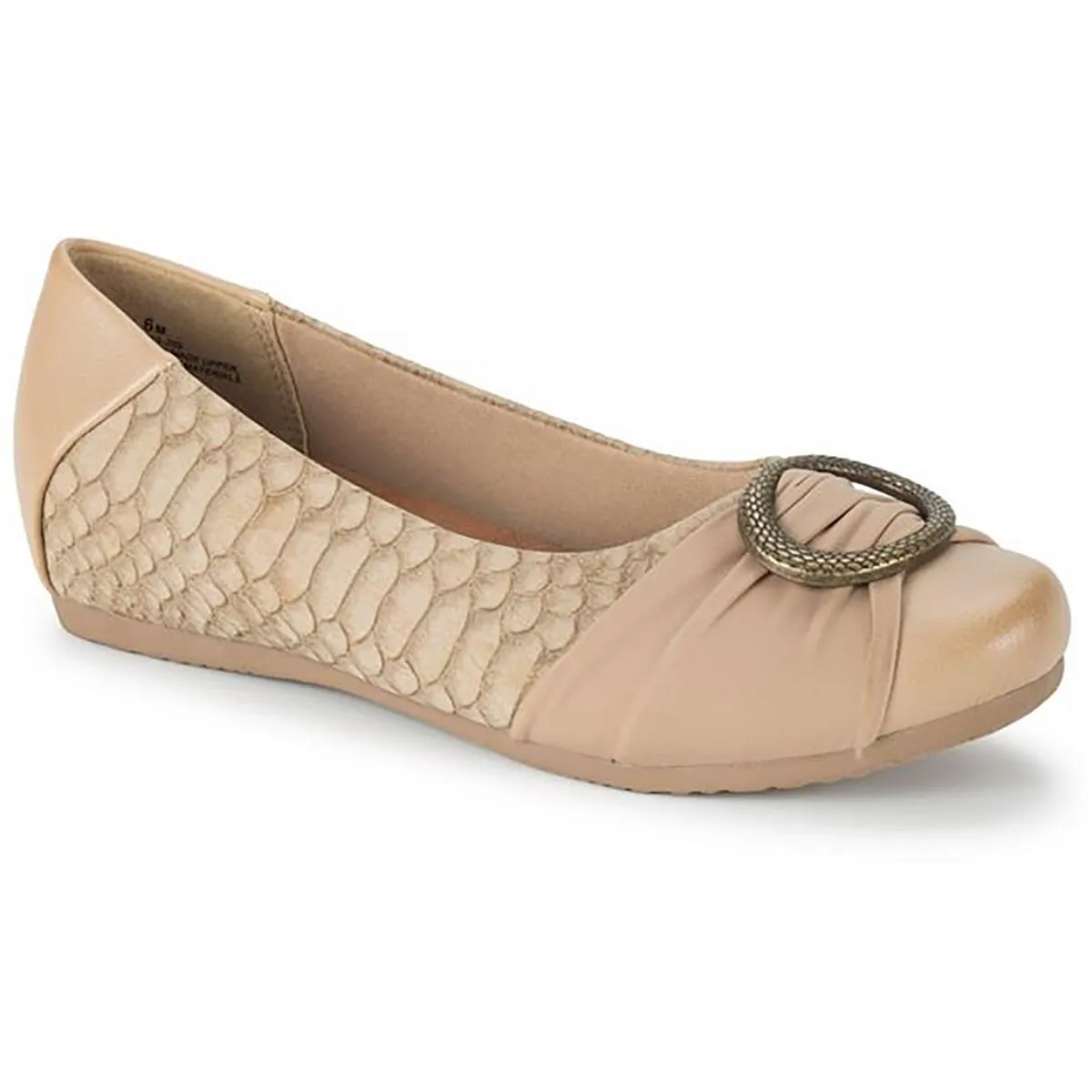 Mabely Womens Faux Leather Embellished Ballet Flats