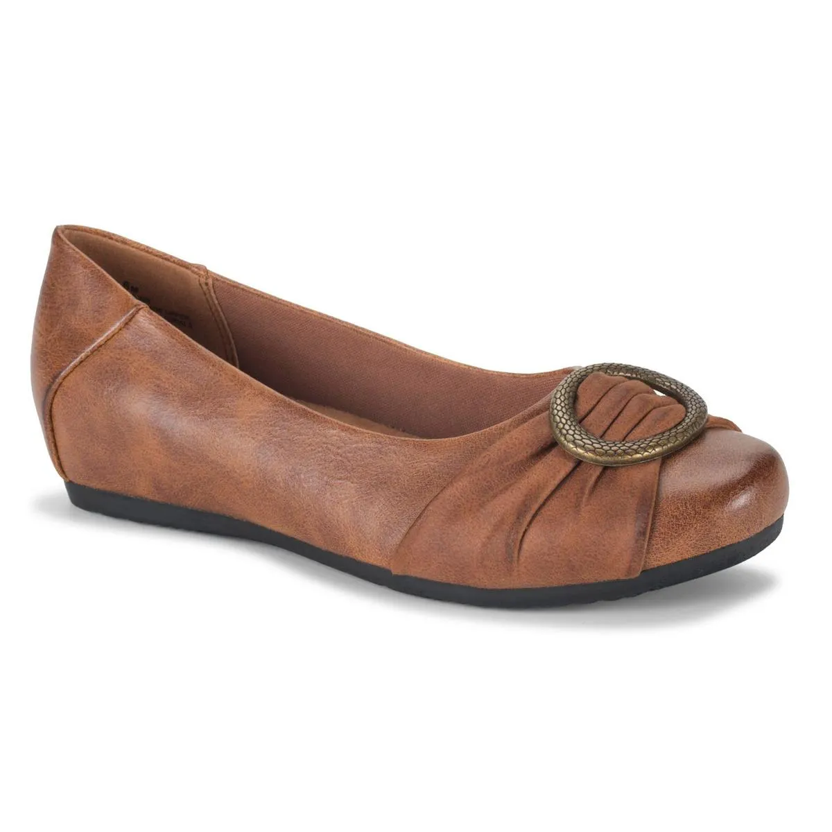 Mabely Womens Faux Leather Embellished Ballet Flats