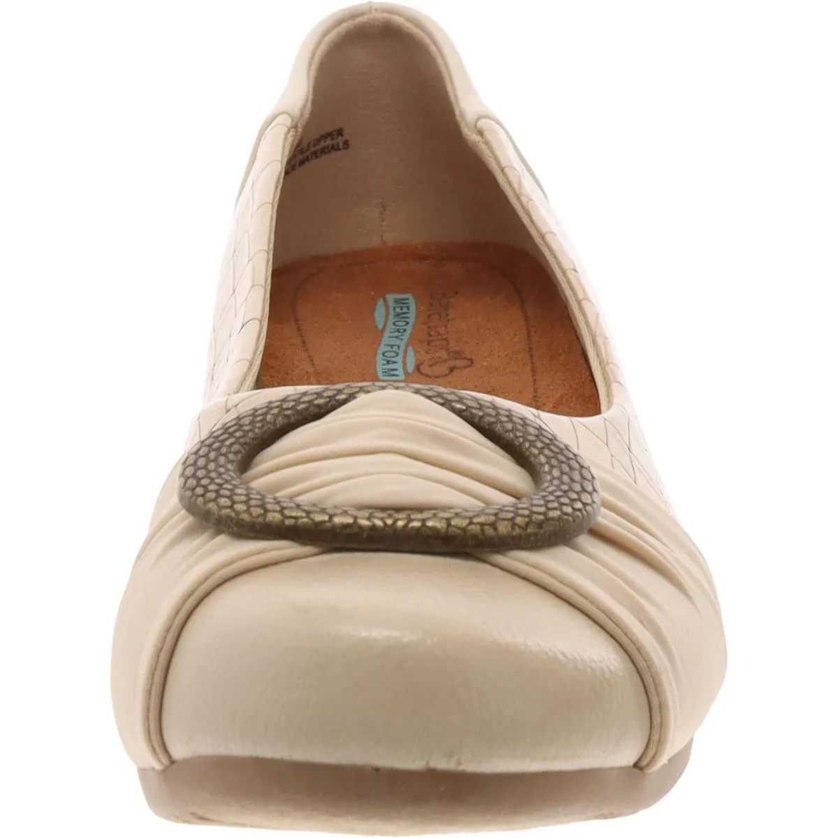 Mabely Womens Faux Leather Embellished Ballet Flats